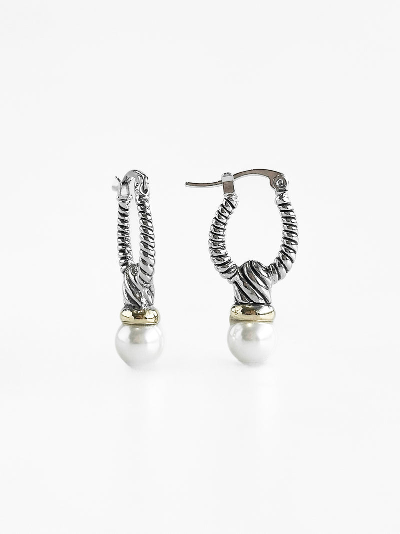 Cable Twist Pearl Drop Earring-jewe-NYC-Coastal Bloom Boutique, find the trendiest versions of the popular styles and looks Located in Indialantic, FL