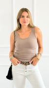 Ribbed Reversible Tank Top - Vintage Khaki-220 Intimates-Elietian-Coastal Bloom Boutique, find the trendiest versions of the popular styles and looks Located in Indialantic, FL