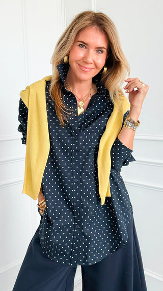 Polka Dot Button-Up Top
