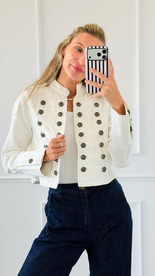 Military Denim Jacket - White