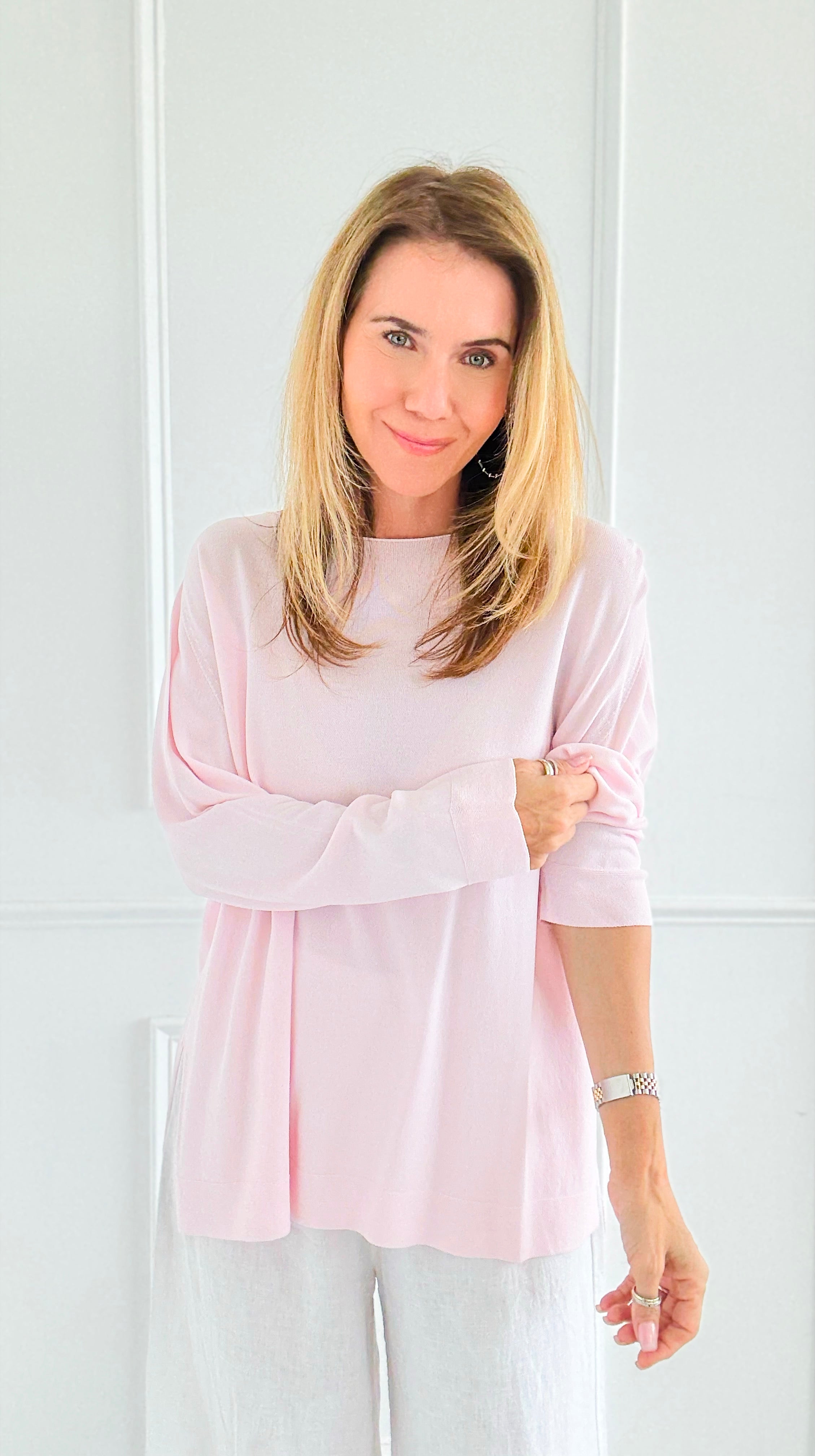 Lightweight Italian Long Sleeve Top-110 Long Sleeve Tops-PROFITER-Coastal Bloom Boutique, find the trendiest versions of the popular styles and looks Located in Indialantic, FL