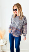 Mix Media Denim Pocket Sweater-140 Sweaters-original usa-Coastal Bloom Boutique, find the trendiest versions of the popular styles and looks Located in Indialantic, FL