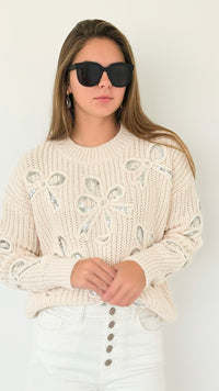 Whimsical Bow Knit Pullover-140 Sweaters-LC Lizette-Coastal Bloom Boutique, find the trendiest versions of the popular styles and looks Located in Indialantic, FL