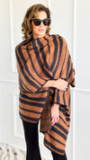 Striped Cozy Knit Kimono Poncho