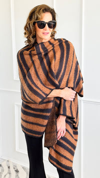 Striped Cozy Knit Kimono Poncho
