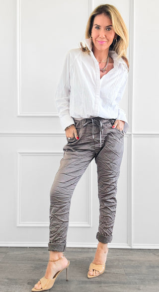Italian Wish List Jogger- Dark Taupe-180 Joggers-Italianissimo-Coastal Bloom Boutique, find the trendiest versions of the popular styles and looks Located in Indialantic, FL