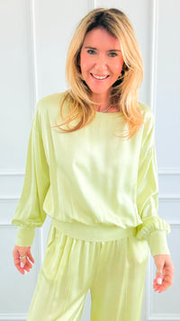 Comfort Silk Touch Italian Long Sleeve Top- Light Green