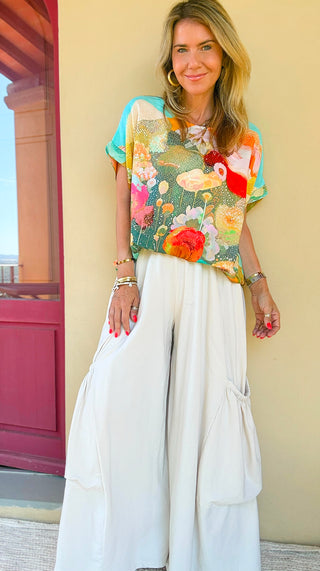 Moon Big Pocket Italian Pants - Creme