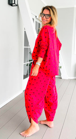 La Spezia Polka Dot Italian Barrel Cotton Set- Red