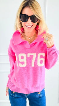1976 Pink Sweater-140 Sweaters-Lovelo x GeeGee-Coastal Bloom Boutique, find the trendiest versions of the popular styles and looks Located in Indialantic, FL