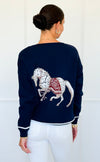 Equestrian Parade Italian Sweater- Navy-140 Sweaters-K2-Coastal Bloom Boutique, find the trendiest versions of the popular styles and looks Located in Indialantic, FL