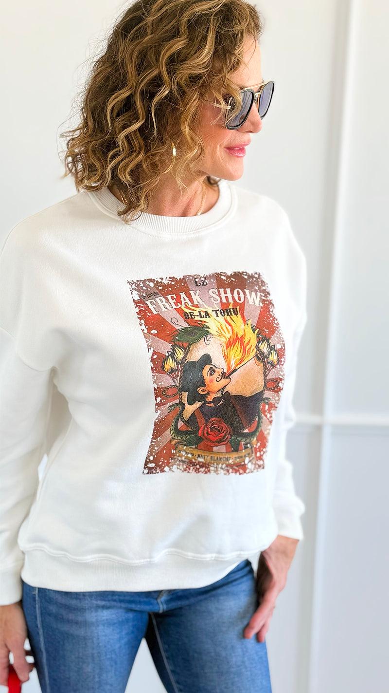 Pre Order - Freak Show Italian Sweatshirt-110 Long Sleeve Tops-FIRSTAGE-Coastal Bloom Boutique, find the trendiest versions of the popular styles and looks Located in Indialantic, FL