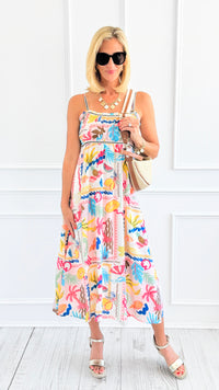 Sun-Drenched Patchwork Dress - Coral-200 Dresses/Jumpsuits/Rompers-Blu Pepper-Coastal Bloom Boutique, find the trendiest versions of the popular styles and looks Located in Indialantic, FL