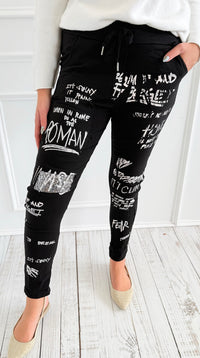 Urban Edge Graphic Italian Jogger- Black-180 Joggers-SUNNY HOLIDAYS-Coastal Bloom Boutique, find the trendiest versions of the popular styles and looks Located in Indialantic, FL