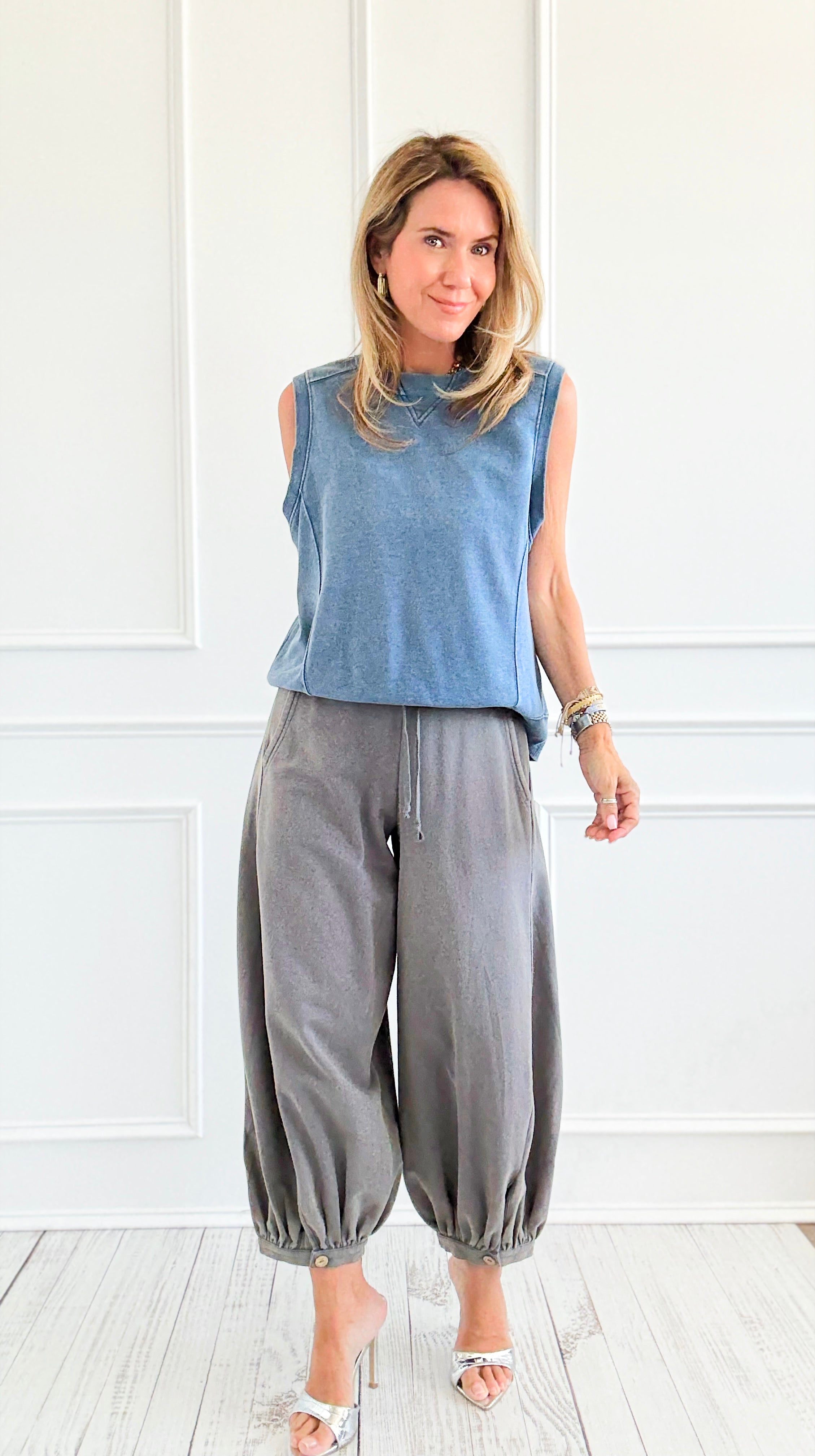 Cancel Plans Cuffed Pants- Cement-170 Bottoms-ODDI-Coastal Bloom Boutique, find the trendiest versions of the popular styles and looks Located in Indialantic, FL