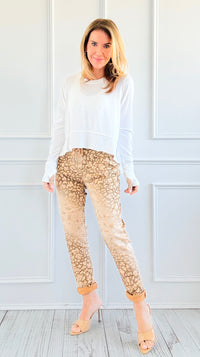 Wish List Animal Print Italian Joggers- Camel-180 Joggers-Italianissimo-Coastal Bloom Boutique, find the trendiest versions of the popular styles and looks Located in Indialantic, FL