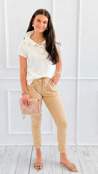 Star Detail Pocket Italian Jogger- Camel-180 Joggers-SEÑORITA C-Coastal Bloom Boutique, find the trendiest versions of the popular styles and looks Located in Indialantic, FL