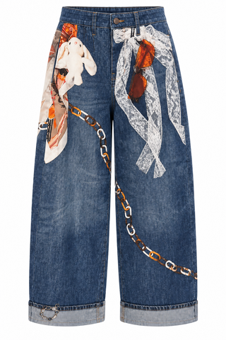 Scarf Detail Wide Leg Pants