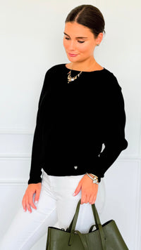 Ribbed Italian Pullover- Black-140 Sweaters-Italianissimo-Coastal Bloom Boutique, find the trendiest versions of the popular styles and looks Located in Indialantic, FL