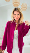Pre Auth - Eileen Fall Shacket - Magenta-160 Jackets-Rosio-Coastal Bloom Boutique, find the trendiest versions of the popular styles and looks Located in Indialantic, FL