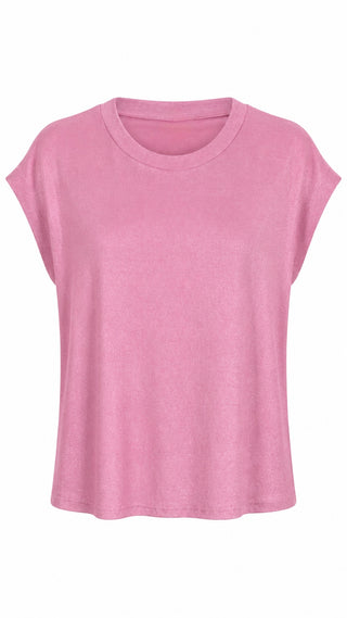 Soft Shimmer Cap Sleeve Tee - Pink