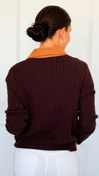 Cable Stitch Italian Button Cardigan- Chocolate-170 Bottoms-Italianissimo-Coastal Bloom Boutique, find the trendiest versions of the popular styles and looks Located in Indialantic, FL