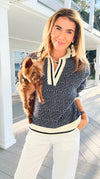 Geometric Stripe Collared Sweater-140 Sweaters-Blu Pepper-Coastal Bloom Boutique, find the trendiest versions of the popular styles and looks Located in Indialantic, FL