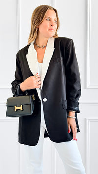 Glam Tuxedo Blazer-160 Jackets-Rousseau-Coastal Bloom Boutique, find the trendiest versions of the popular styles and looks Located in Indialantic, FL