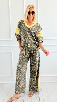 Leopard Stripe Wide Leg Pant Set-210 Loungewear/Sets-J.NNA-Coastal Bloom Boutique, find the trendiest versions of the popular styles and looks Located in Indialantic, FL