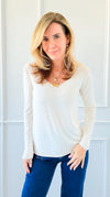 Recoleta Lurex Trim Italian Top - Ivory-130 Long Sleeve Tops-Italianissimo-Coastal Bloom Boutique, find the trendiest versions of the popular styles and looks Located in Indialantic, FL