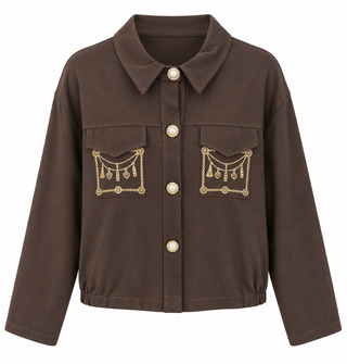 Charm Detail Pocket Italian Jacket- Brown