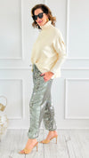 Stardust Sequin Pants - Sage-100 Pants-Rousseau-Coastal Bloom Boutique, find the trendiest versions of the popular styles and looks Located in Indialantic, FL