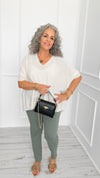 Relaxed Ease V-Neck Italian Top- Off White-110 short Sleeve Top-PROFITER-Coastal Bloom Boutique, find the trendiest versions of the popular styles and looks Located in Indialantic, FL