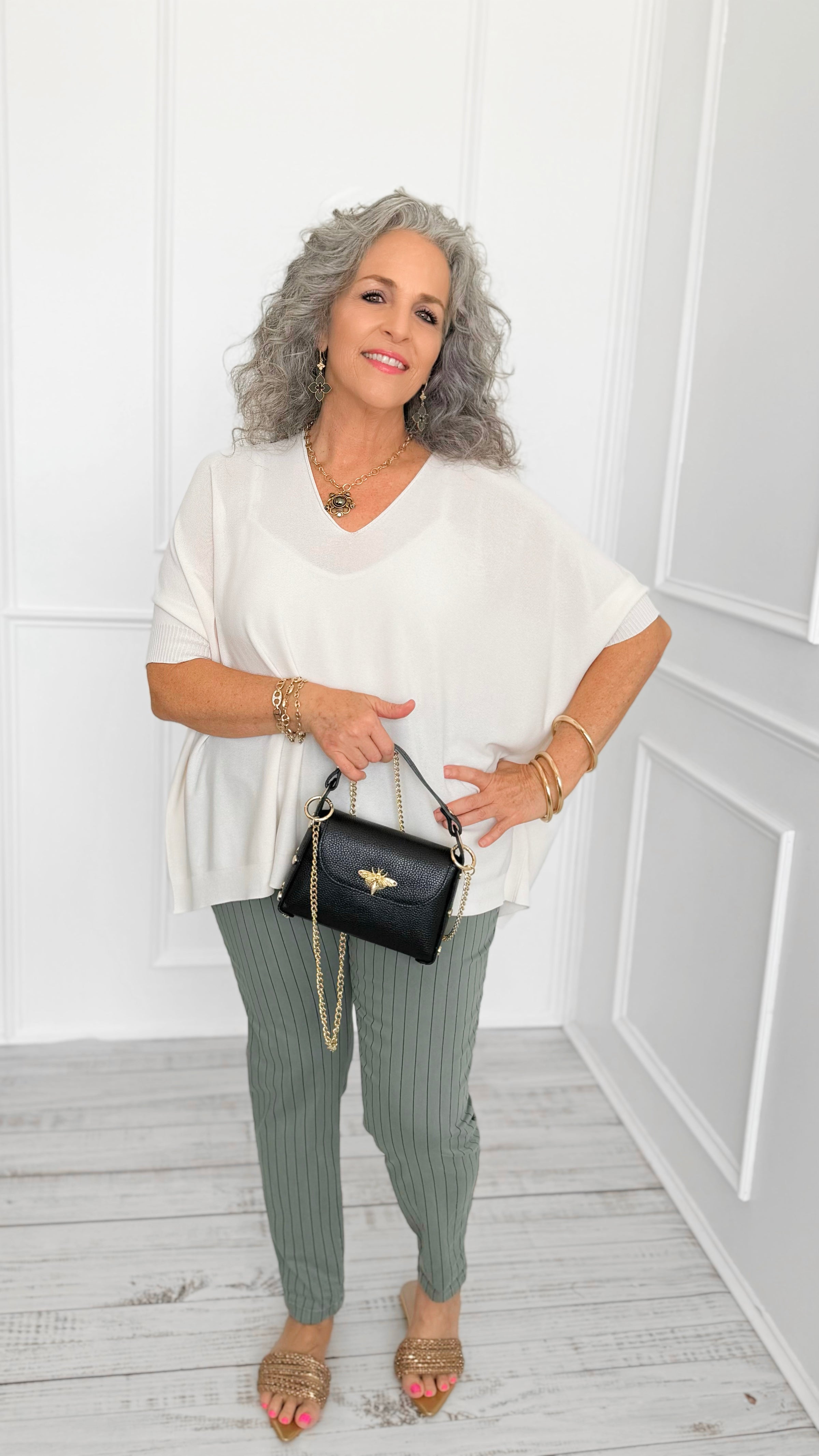 Relaxed Ease V-Neck Italian Top- Off White-110 short Sleeve Top-PROFITER-Coastal Bloom Boutique, find the trendiest versions of the popular styles and looks Located in Indialantic, FL