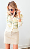 Pastel Sage Camouflage Cardigan-130 Long Sleeve Tops-ROUSSEAU-Coastal Bloom Boutique, find the trendiest versions of the popular styles and looks Located in Indialantic, FL