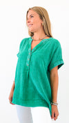 Island Breeze Textured Top - K Green-110 Short Sleeve Tops-Zenana-Coastal Bloom Boutique, find the trendiest versions of the popular styles and looks Located in Indialantic, FL
