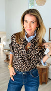 Rebel Ruffled Leopard & Stripe Italian Shirt-110 Long Sleeve Tops-TATTOO Z-Coastal Bloom Boutique, find the trendiest versions of the popular styles and looks Located in Indialantic, FL