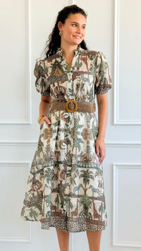 Safari Belted Italian Button Dress