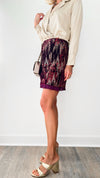Cocktail Hour Velvet Ruffle Hem Skirt - Wine-170 Bottoms-GIGIO-Coastal Bloom Boutique, find the trendiest versions of the popular styles and looks Located in Indialantic, FL