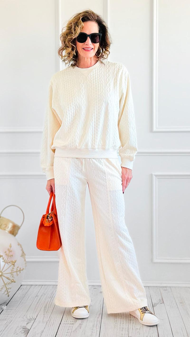 Snowbound Dreams Cable Knit Set-210 Loungewear/Sets-Umgee-Coastal Bloom Boutique, find the trendiest versions of the popular styles and looks Located in Indialantic, FL