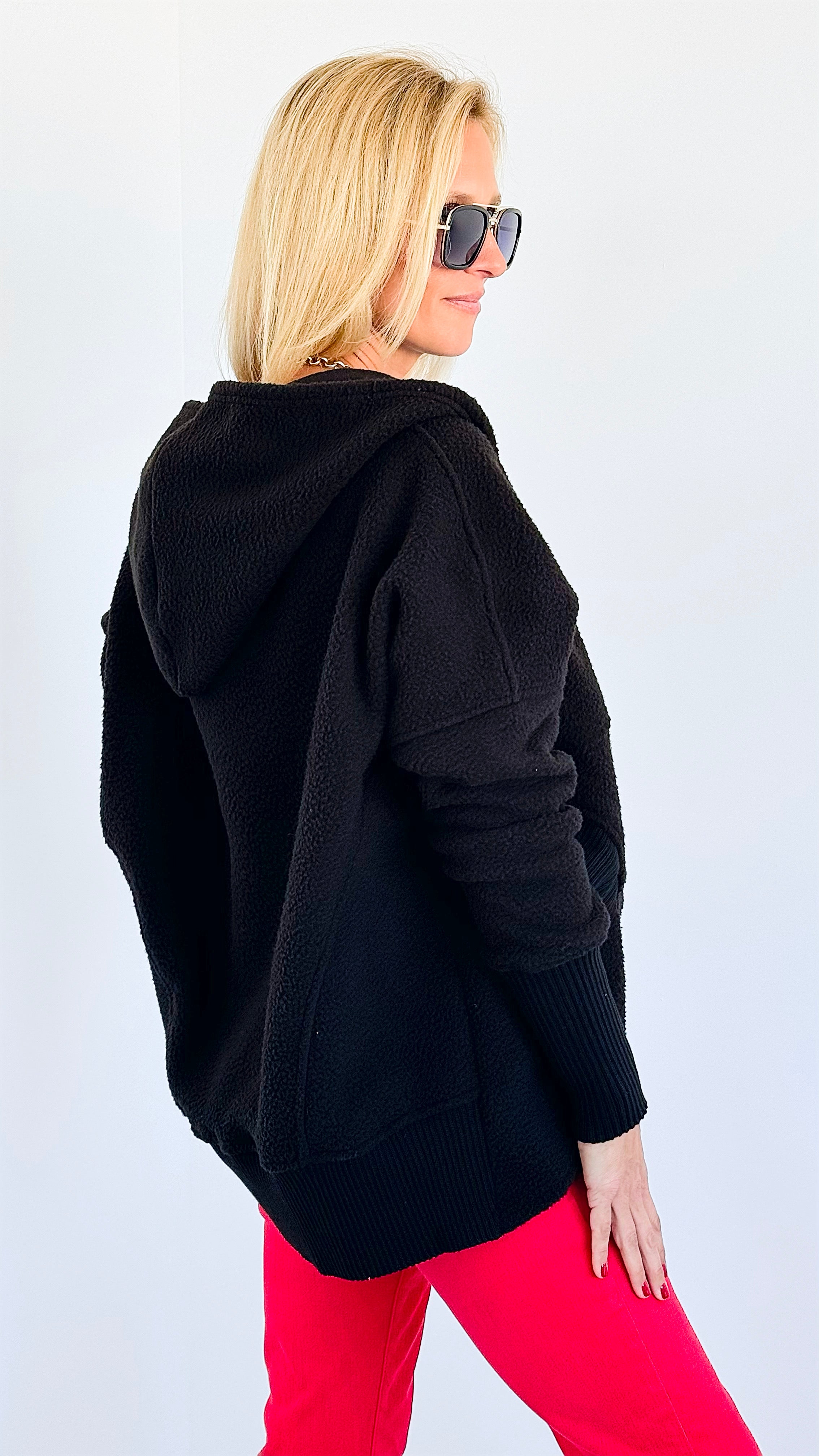 French Terry Pocket Hoodie- Black-130 Long Sleeve Tops-BucketList-Coastal Bloom Boutique, find the trendiest versions of the popular styles and looks Located in Indialantic, FL