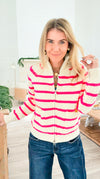 Harborline Luxe Zip Sweater-140 Sweaters-Rousseau-Coastal Bloom Boutique, find the trendiest versions of the popular styles and looks Located in Indialantic, FL