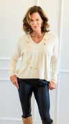 Pure Luxe V-Neck Italian Sweater- Oyster-140 Sweaters-Aute-Coastal Bloom Boutique, find the trendiest versions of the popular styles and looks Located in Indialantic, FL