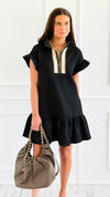 Jet Set Go Quilted Zip Mini Dress - Black-200 Dresses/Jumpsuits/Rompers-she + sky-Coastal Bloom Boutique, find the trendiest versions of the popular styles and looks Located in Indialantic, FL
