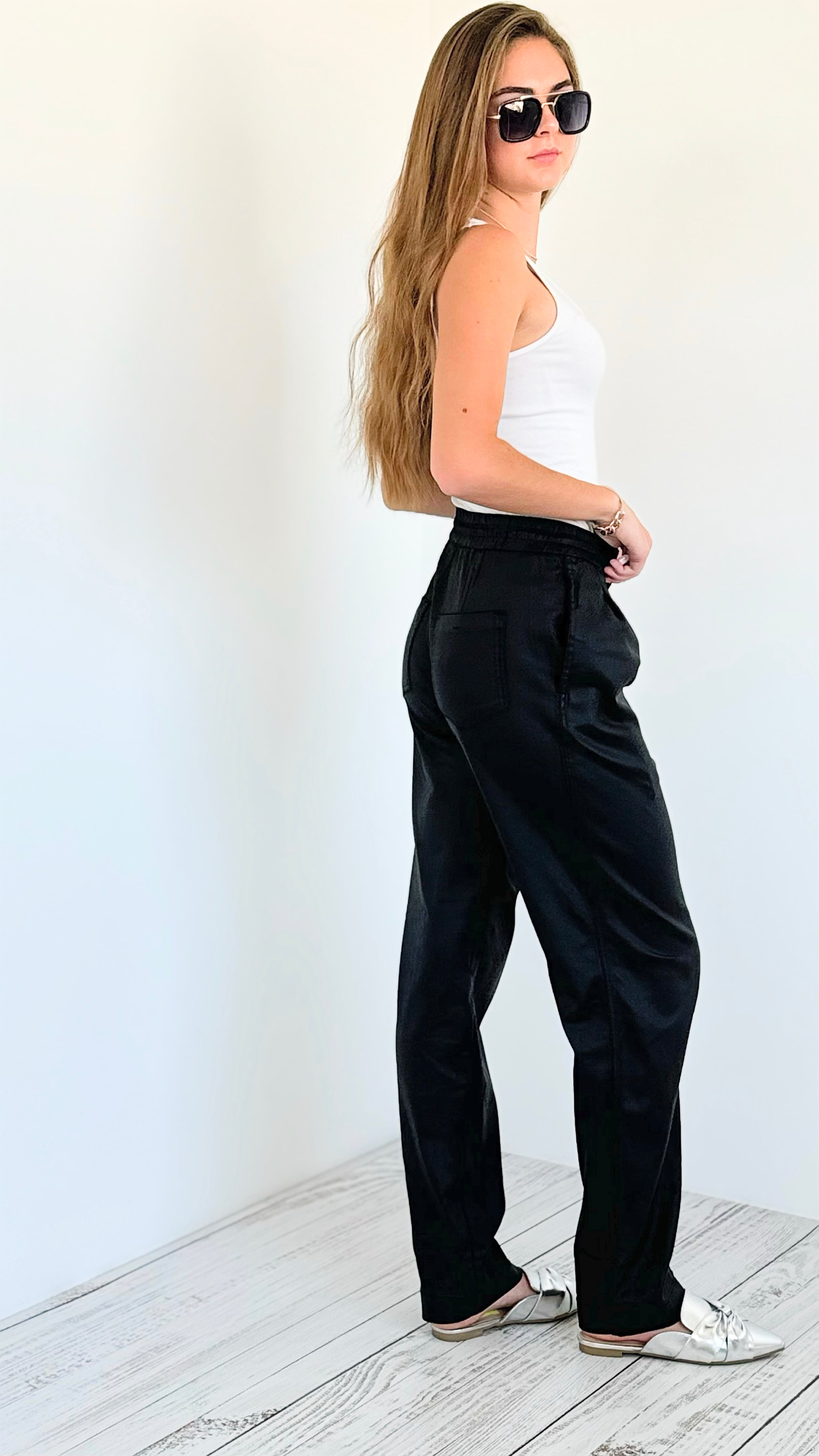 City Noir Pleated Pants-170 Bottoms-Vibrant M.i.U-Coastal Bloom Boutique, find the trendiest versions of the popular styles and looks Located in Indialantic, FL