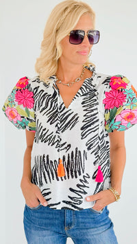 Spring Embroidered Puff Sleeve Blouse-110 Short Sleeve Tops-THML-Coastal Bloom Boutique, find the trendiest versions of the popular styles and looks Located in Indialantic, FL