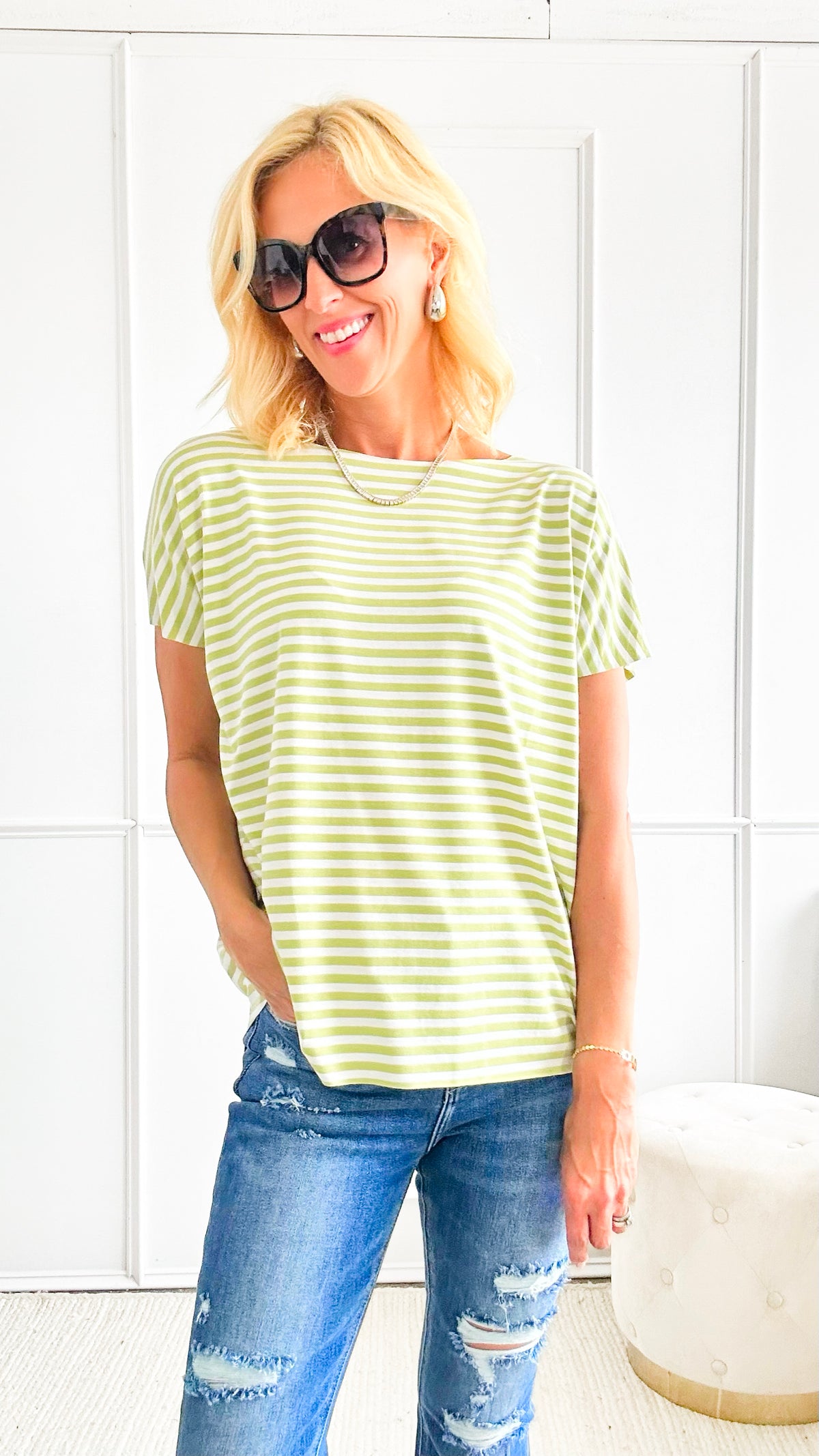 Striped Italian Tee-110 Short Sleeve Tops-Germany-Coastal Bloom Boutique, find the trendiest versions of the popular styles and looks Located in Indialantic, FL