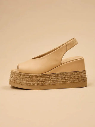 Agnesa Leather Espadrille Sandal- Beige