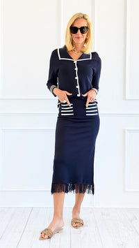 Maritime Muse Fringe Hem Skirt-170 Bottoms-Joh Apparel-Coastal Bloom Boutique, find the trendiest versions of the popular styles and looks Located in Indialantic, FL