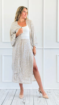 Golden Hour Sequin Kimono-150 Cardigans/Layers-V6-Coastal Bloom Boutique, find the trendiest versions of the popular styles and looks Located in Indialantic, FL